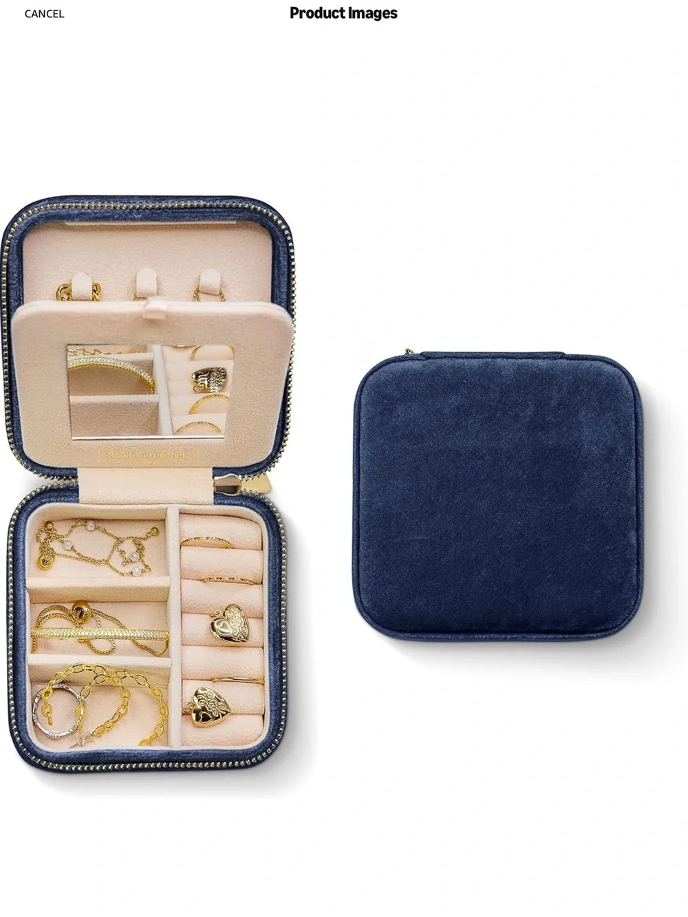 Green Velvet Travel Jewelry Organizer w/ Mirror